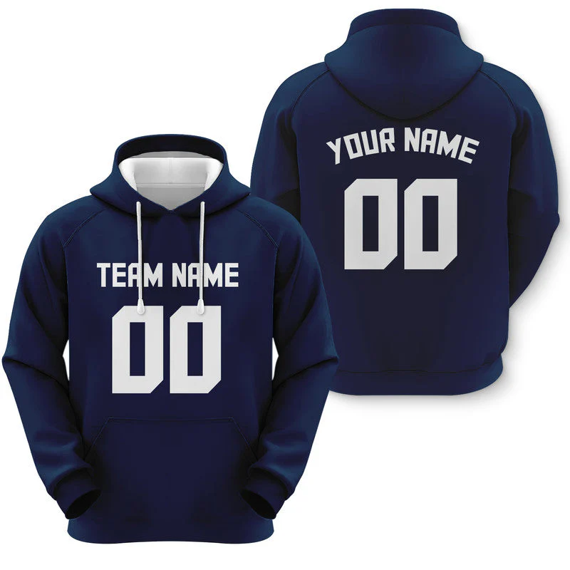 Custom Navy White Sports Pullover  Sweatshirt Football Hoodie