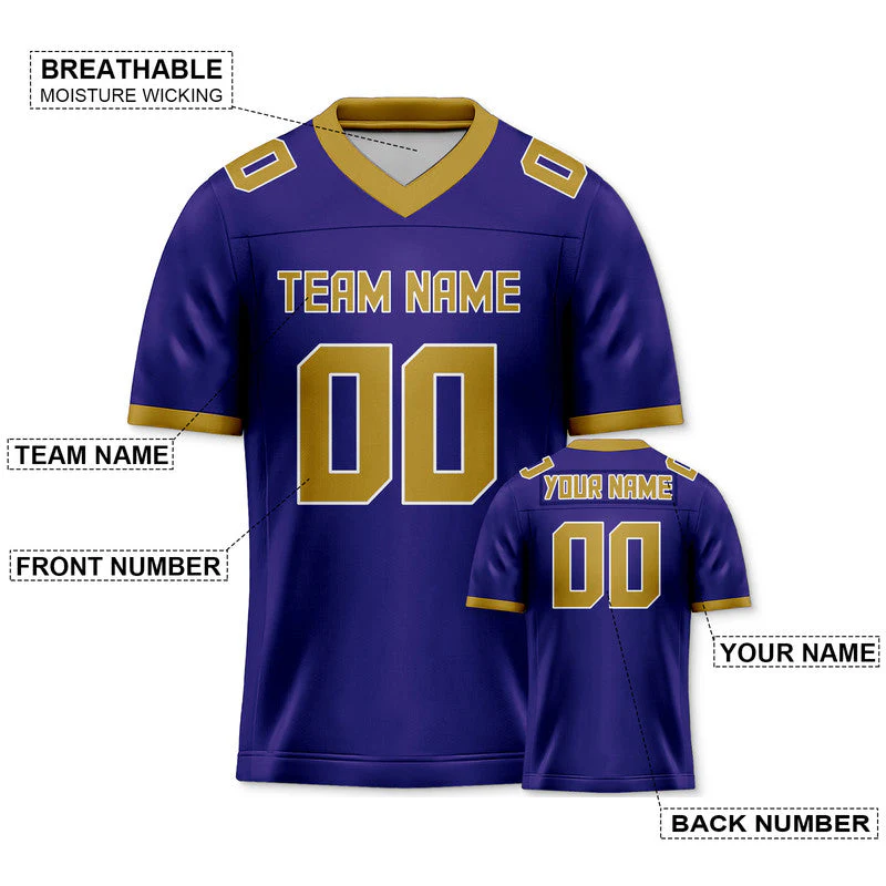 Custom Purple Old Gold Mesh Authentic Football Jersey