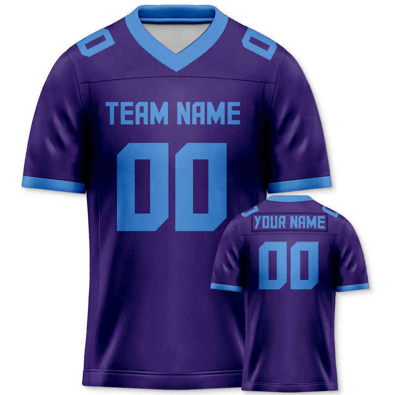Custom Purple Powder Blue Mesh Authentic Football Jersey