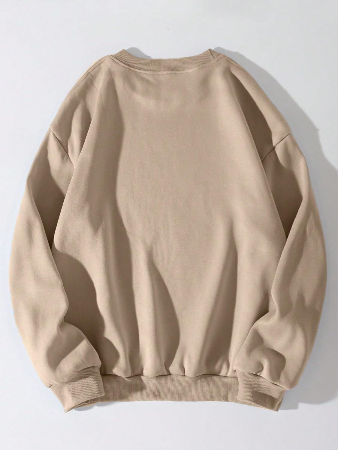 Women's Letter Graphic Print Round Neck Long Sleeve Sweatshirt Tops Pullovers Apricot Leopard Print