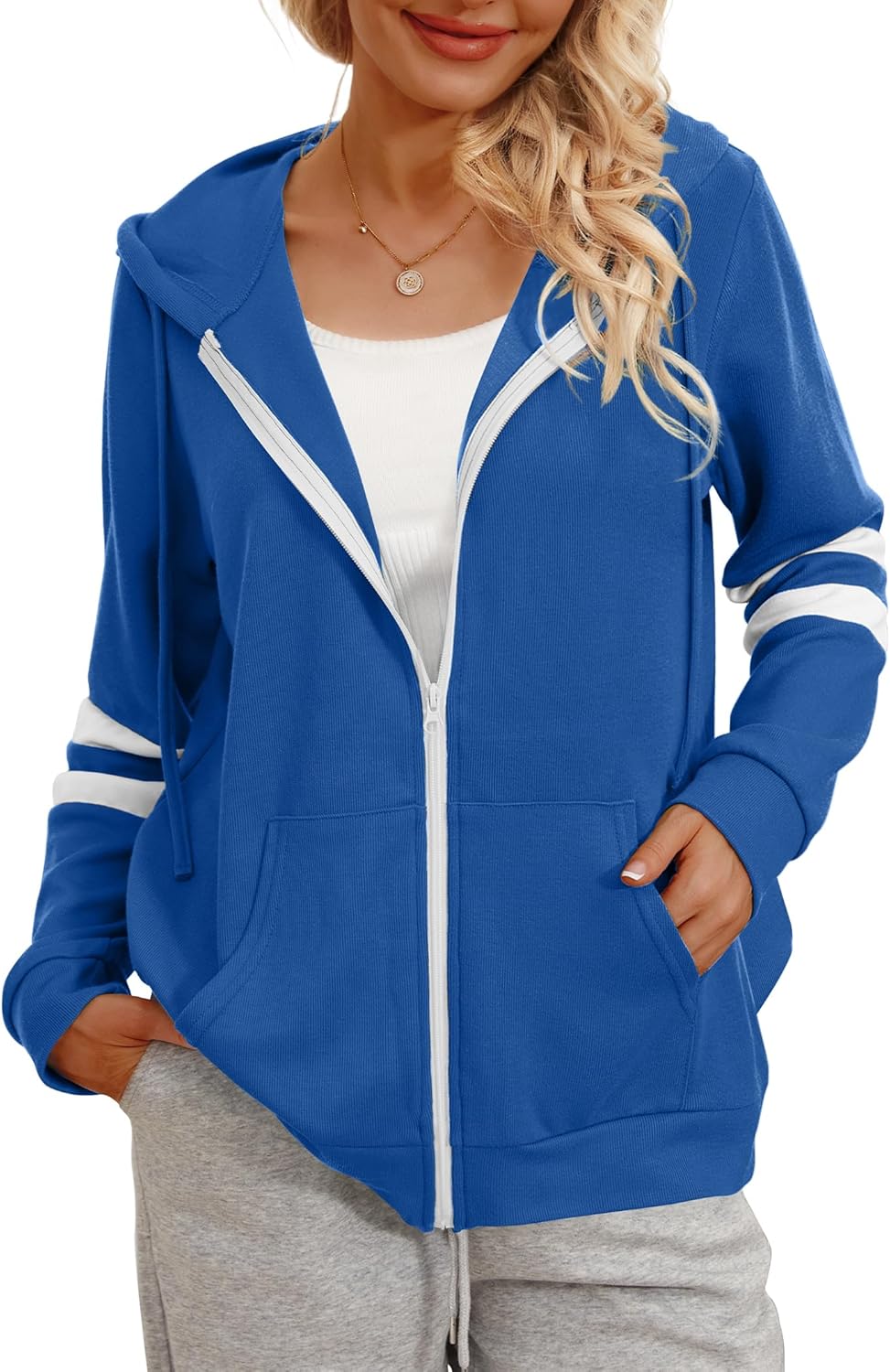 Hoodies for Women Zip Up Active Long Sleeve Lightweight Sweatshirts with Pocket